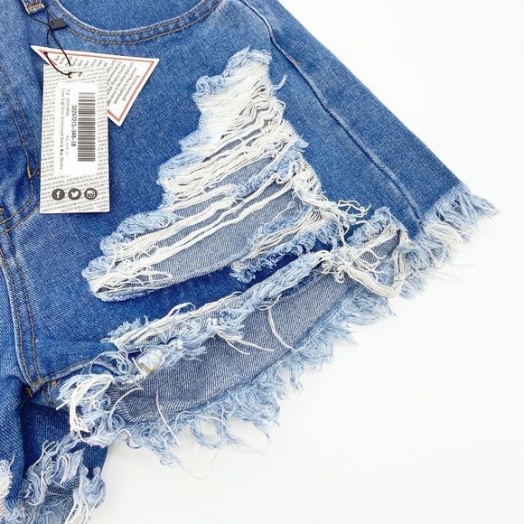 Boohoo Jenna High Rise Denim Mom Shorts 6 - Picture 2 of 7